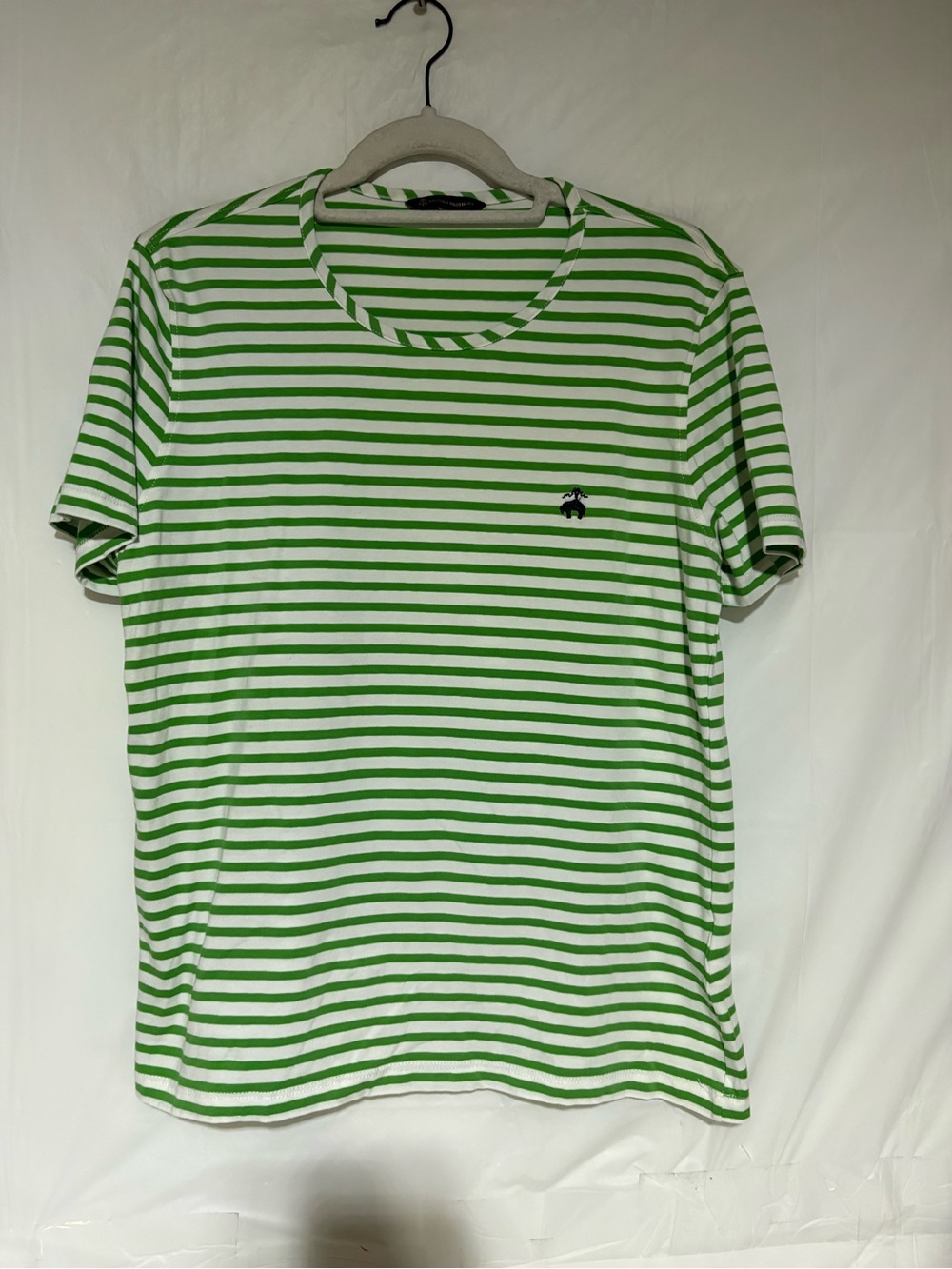 Brooks Brothers Green and White Striped Short Sleeve Tee